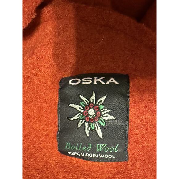 OSKA Boiled Wool Jacket Cardigan SIZE 1 / Small Orange 100% Wool Two Button - Picture 4 of 10